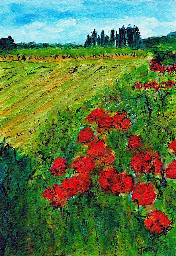 French Poppies No3 Painting by Jackie Sherwood