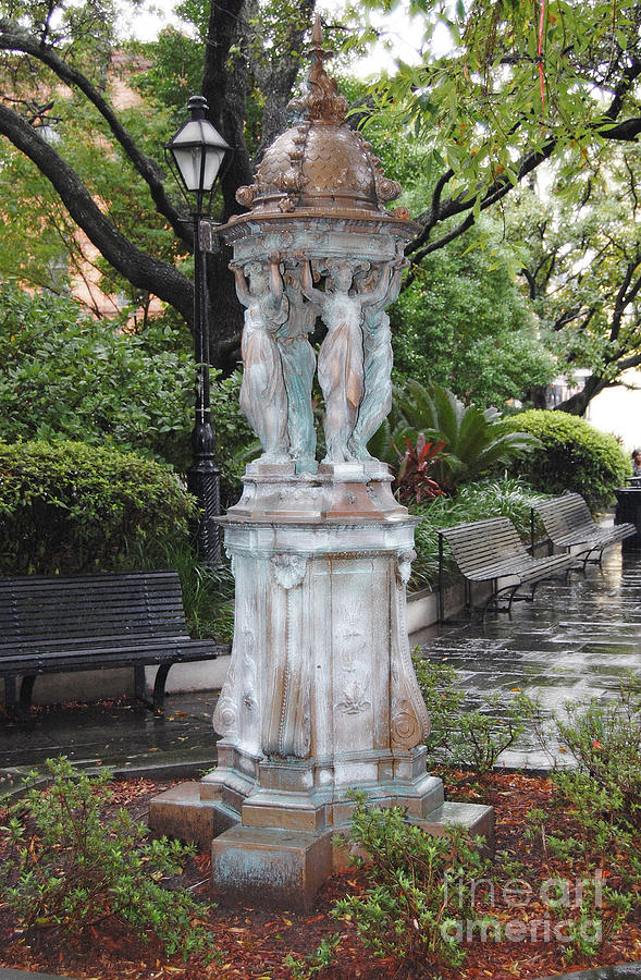 French Quarter Courtyard Statue New Orleans Diffuse Glow Digital Art ...