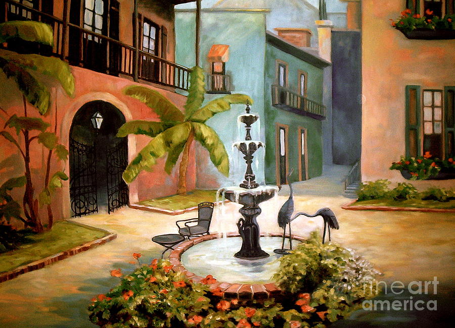 French Quarter Fountain Painting by Gretchen Allen