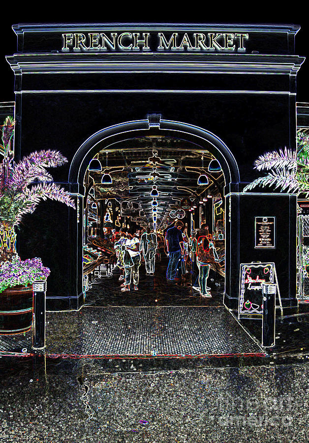 French Quarter French Market Entrance New Orleans Glowing Edges Edges Digital Art Digital Art by Shawn OBrien