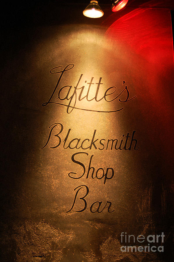 French Quarter Illuminated Lafittes Blacksmith Shop Bar Sign New Orleans Accented Edges Digital Art Digital Art by Shawn OBrien