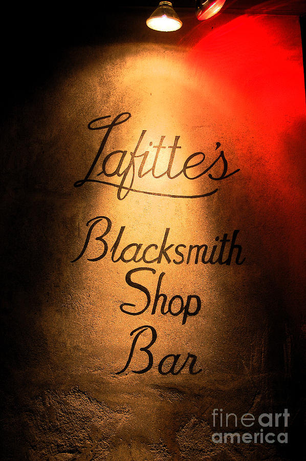 French Quarter Illuminated Lafittes Blacksmith Shop Bar Sign New Orleans Ink Outlines Digital Art Digital Art by Shawn OBrien