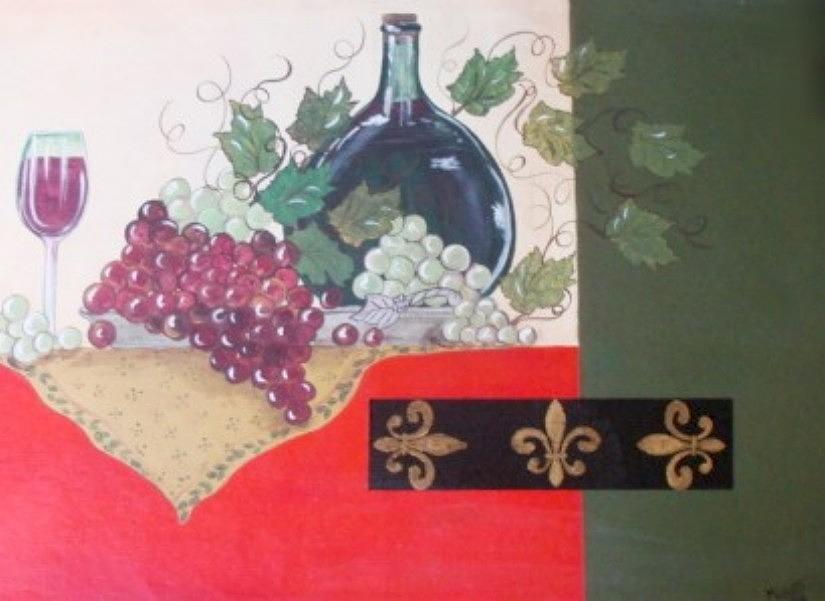 French Wine Painting by Cindy Micklos