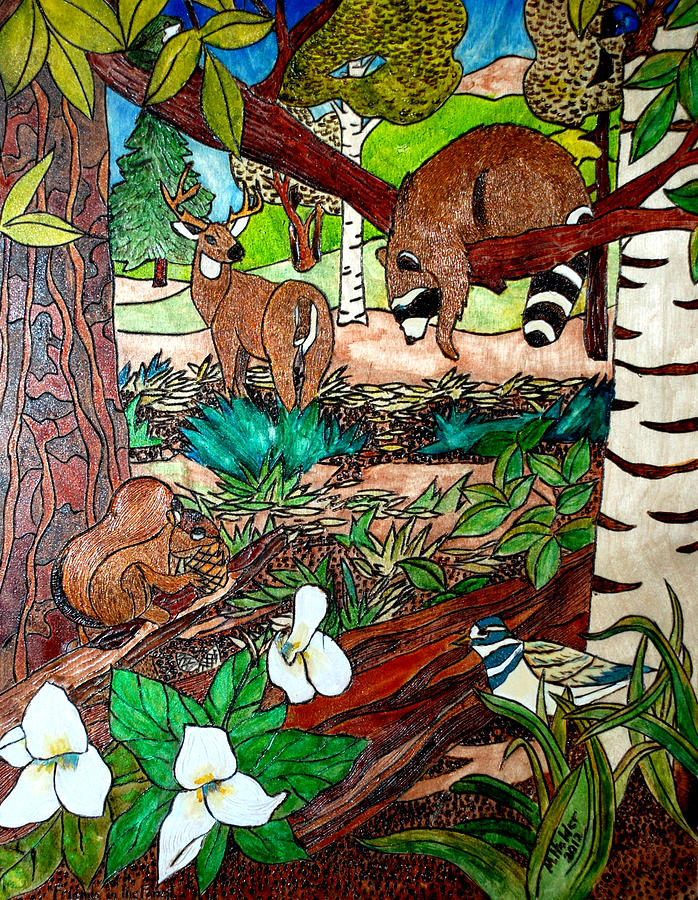 Frends Of The Forest Pyrography by Mike Holder