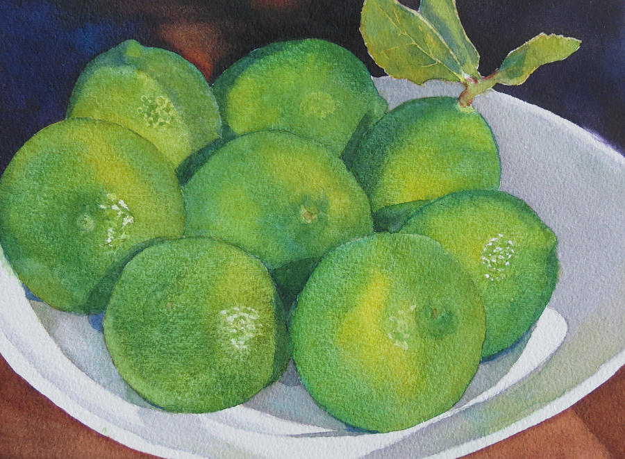 Lime Painting - Fresh Limes by Judy Mercer