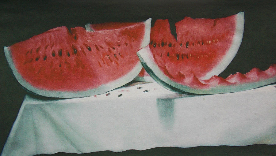 Still Life Painting - Fresh Watermelon  by Aileen Markowski