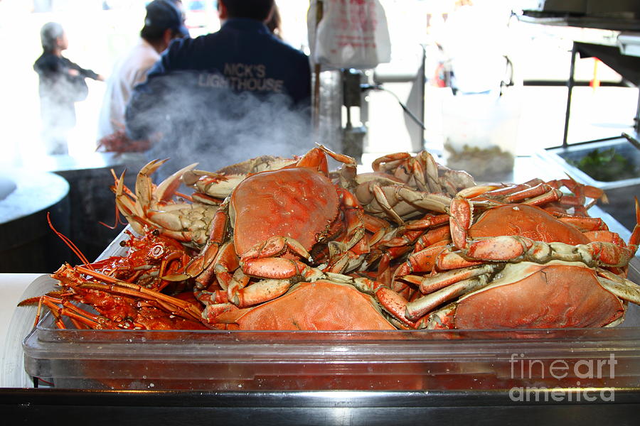 Freshly Cooked Steaming Hot Dungeness Crabs At Fishermans Wharf . San Francisco California . 7D14461 Photograph by Wingsdomain Art and Photography