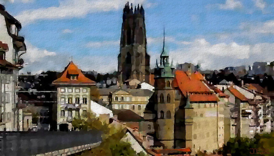 Fribourg Switzerland Painting by Jann Paxton