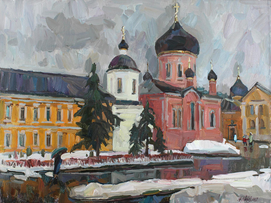 Friday in the monastery Painting by Juliya Zhukova