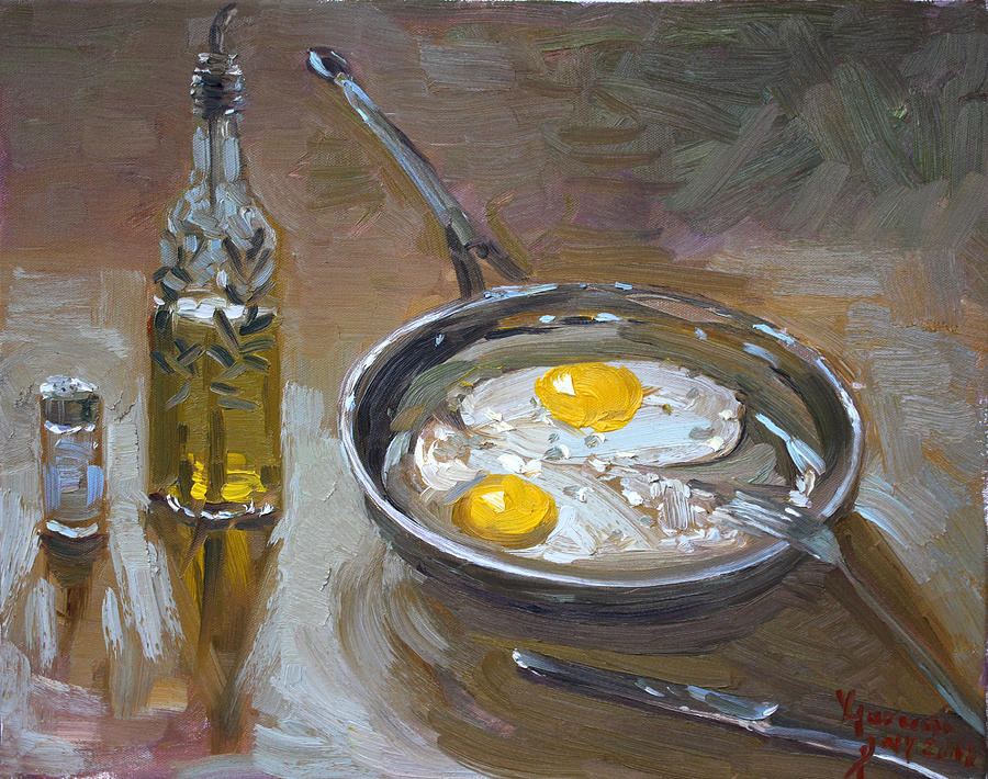 Fried Eggs Painting by Ylli Haruni
