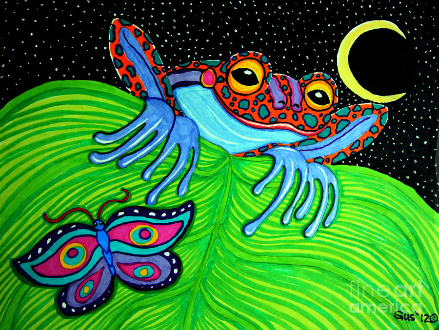 Frog Moon And Butterfly by Nick Gustafson