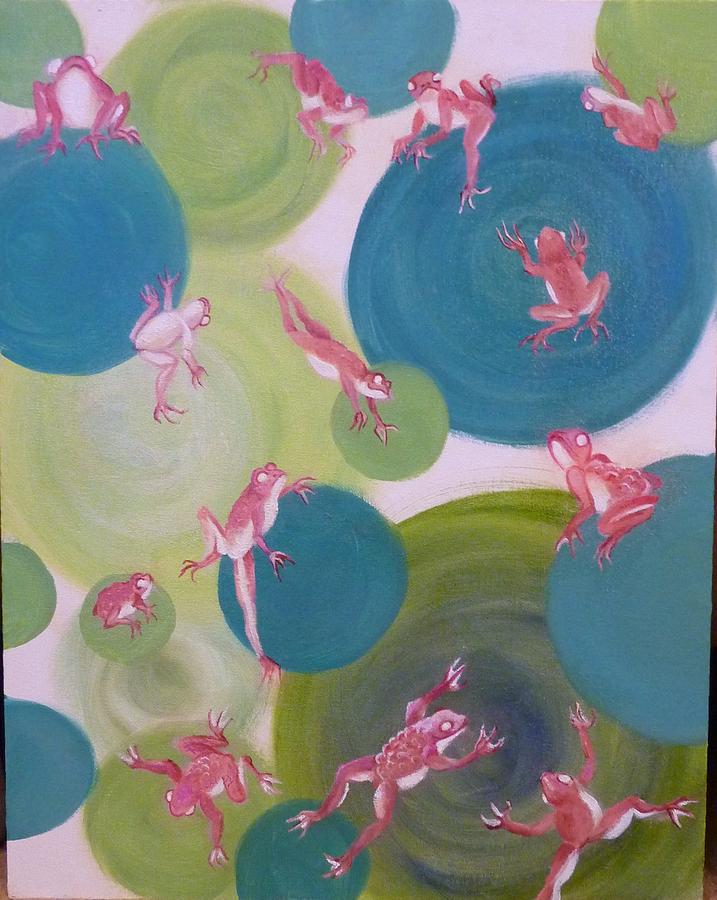 Nature Painting - Frolicking Frogs by Brenda  Bell