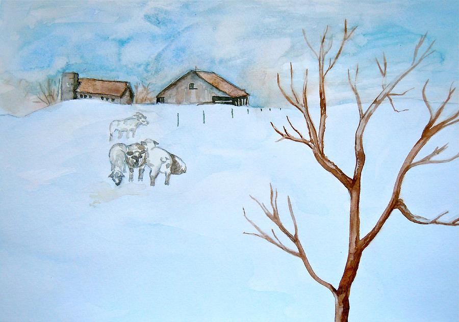 Frozen Farm Painting by Sharon Mick