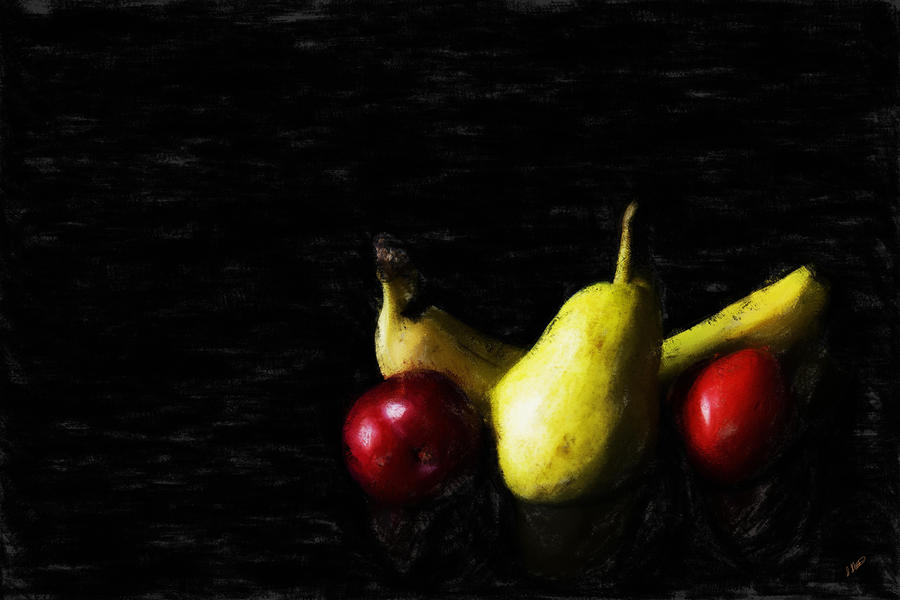 Fruit Still Life on Black  Painting by Dean Wittle