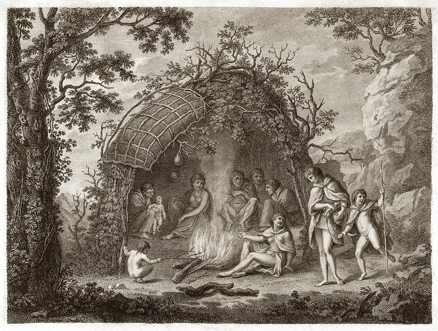 Fuegans In Their Hut, 18th Century Photograph by Middle Temple Library