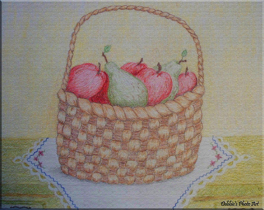 Full Basket  original colored pencil  texturized Painting by Debbie Portwood