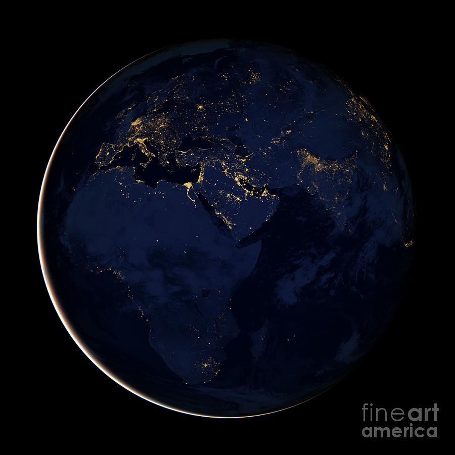 Full Earth Showing City Lights Photograph by Stocktrek Images