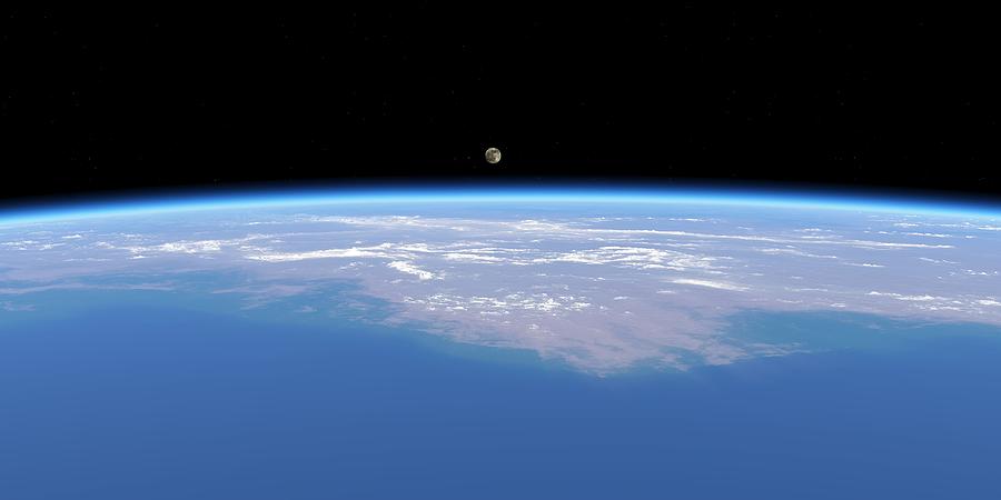 Space Photograph - Full Moon Over Earth, Artwork by Detlev Van Ravenswaay