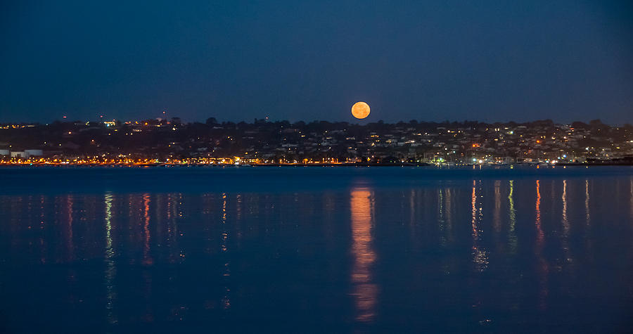 Full Moon over Point Loma Photograph by Connie Cooper-Edwards