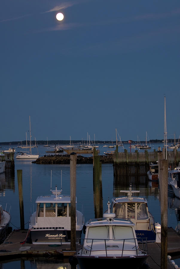 Full Moon Over Southwest Harbor Photograph by Paul Mangold