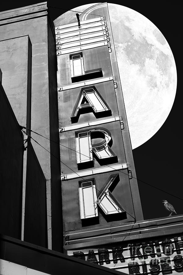 Full Moon Over The Lark - Larkspur California - 5D18489 - Black and White Photograph by Wingsdomain Art and Photography