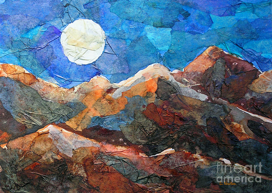 Full Moon Over The Sierras Painting by Li Newton