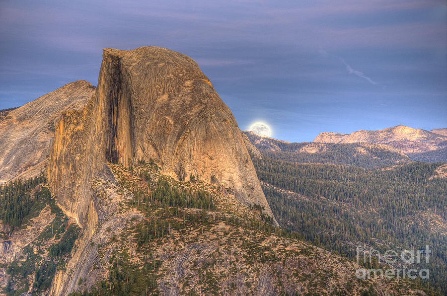 Yosemite National Park Photograph - Full Moon rise behind Half Dome 2 by Jim And Emily Bush