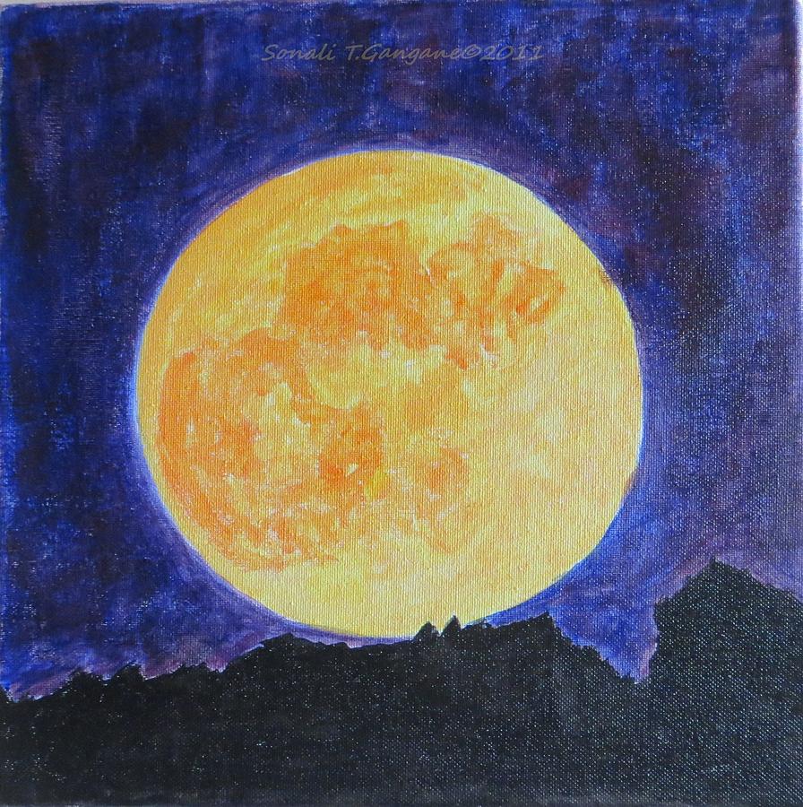 Full Moon with Purple Clouds Original Painting | Painting 