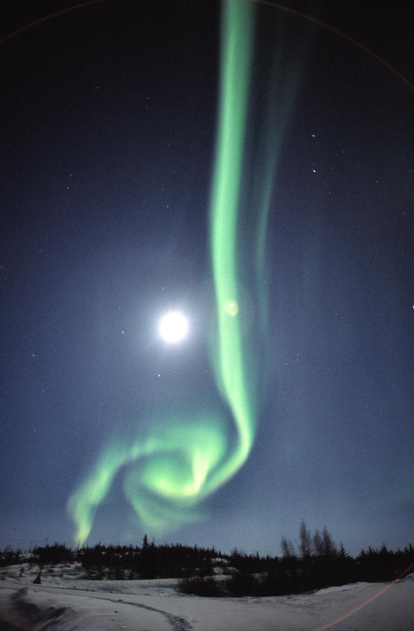 The Northern Lights During a Full Moon