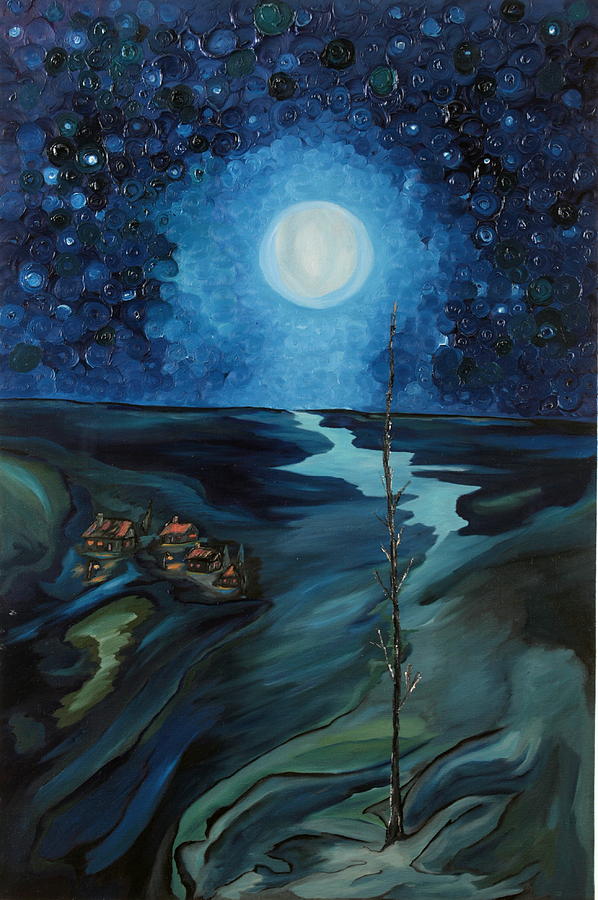 Nature Painting - Full  Moon by Yaron Ari