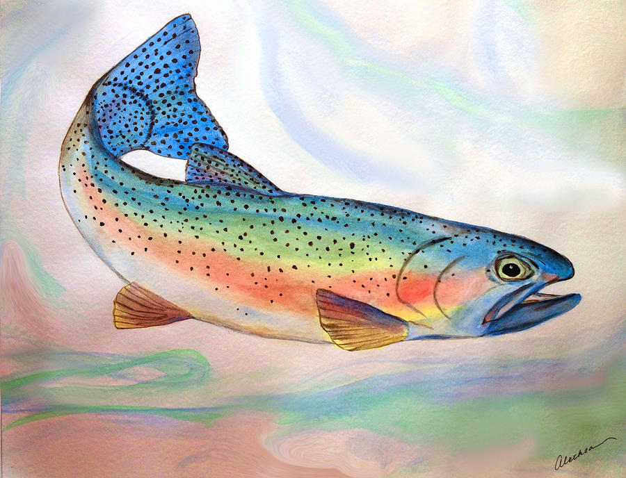 Full On Trout Painting by Alethea M