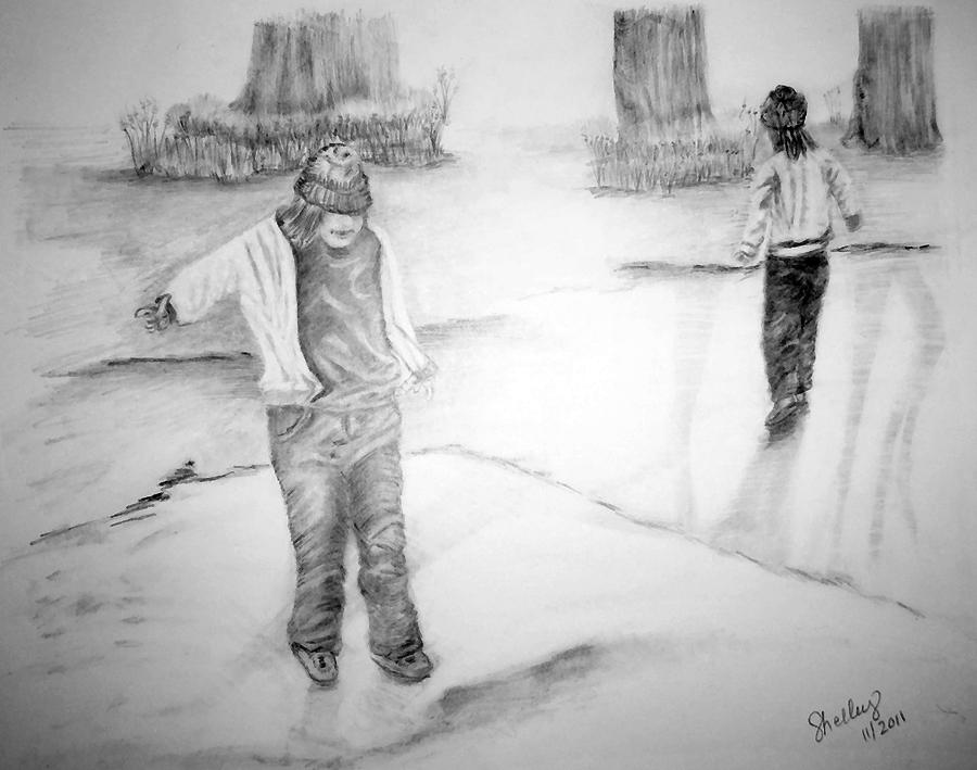 Fun on the ice Drawing by Shelley Bain