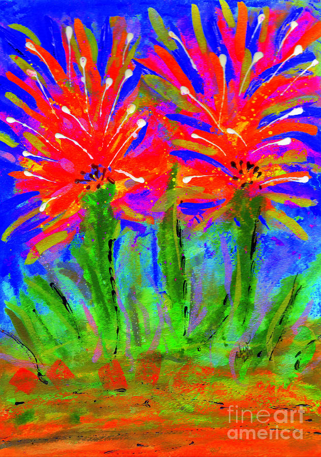 Funky Flower Towers Painting by Angela L Walker