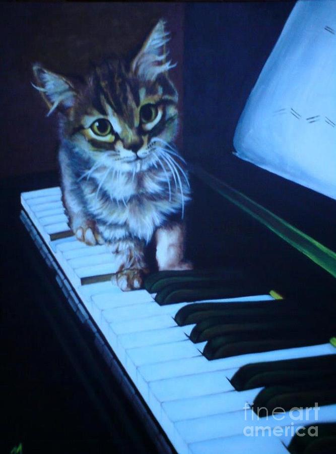 Furry Pianist Painting by Joanna Marouli - Fine Art America