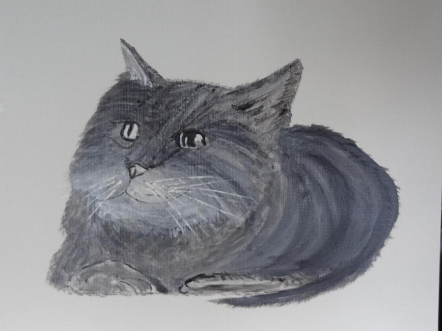 Cat Painting - Fuzzy by Nancy Fillip