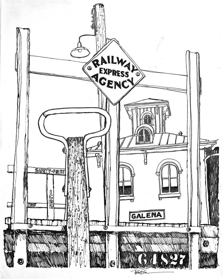 Galena Illinois LandmarkTrain Station Drawing by Robert Birkenes