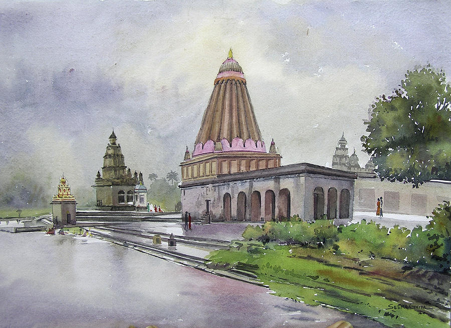 temple landscape painting