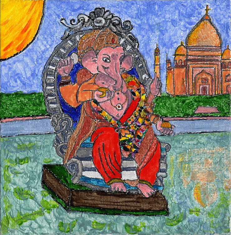 Ganesh at the Taj Mahal Painting by Phil Strang
