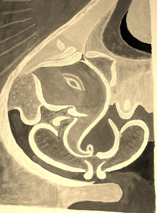 Lord Of Glory Painting - Ganesha in sepia hues by Sonali Gangane