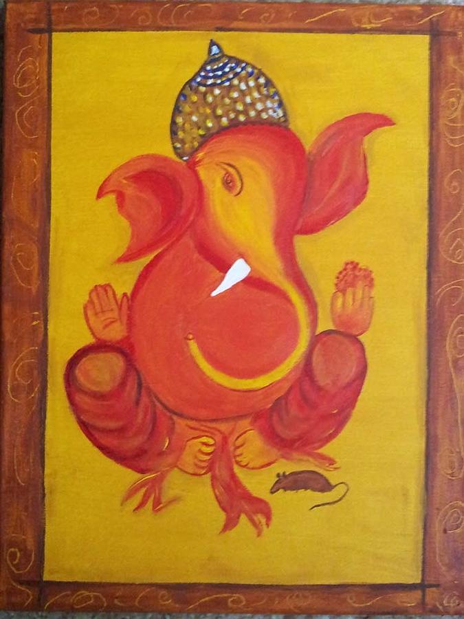Indian God Painting - Ganesha by Kimi Arts