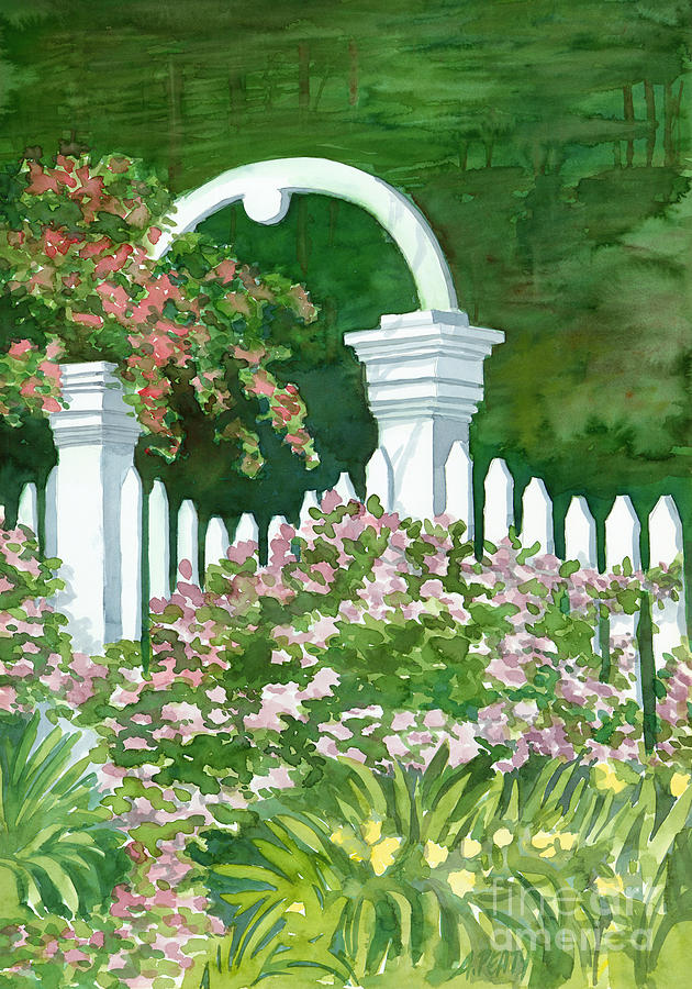 Garden Circle Gate Painting by Audrey Peaty