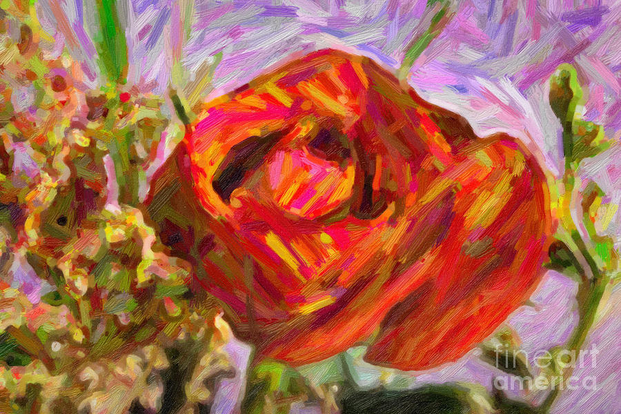Mac Miller Painting - Garden Delight Red Rose by M K Miller