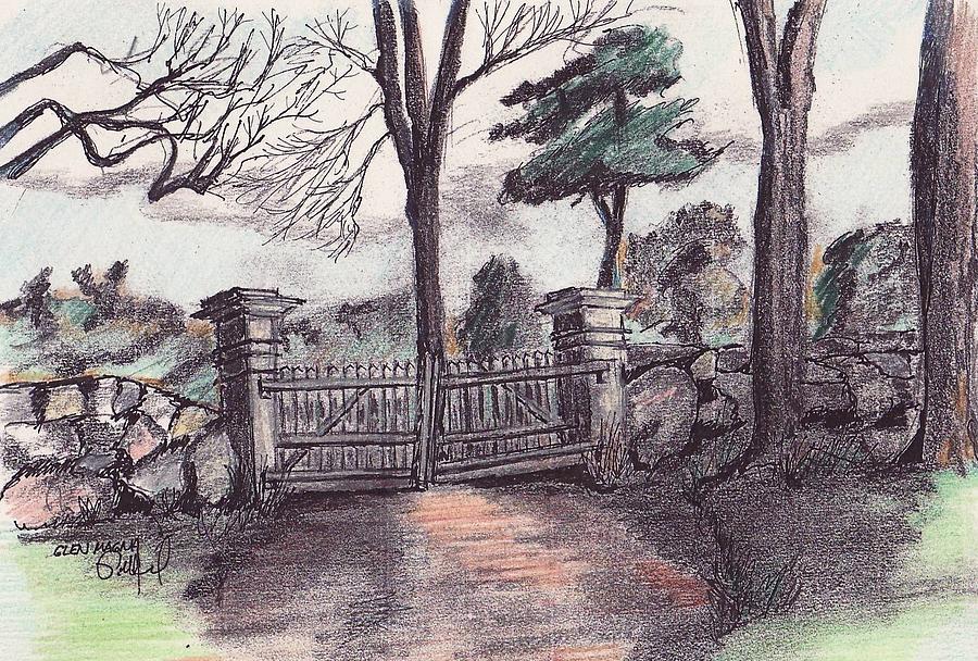 Garden Gateway Glen Magna Drawing by Paul Meinerth