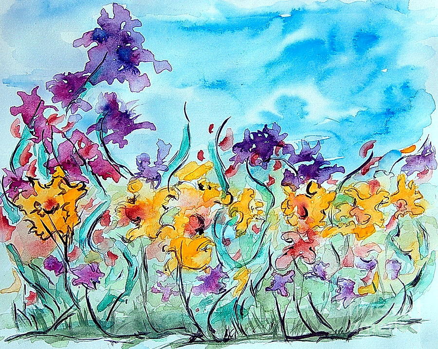 Flower Painting - Garden by Natasa Dobrosavljev