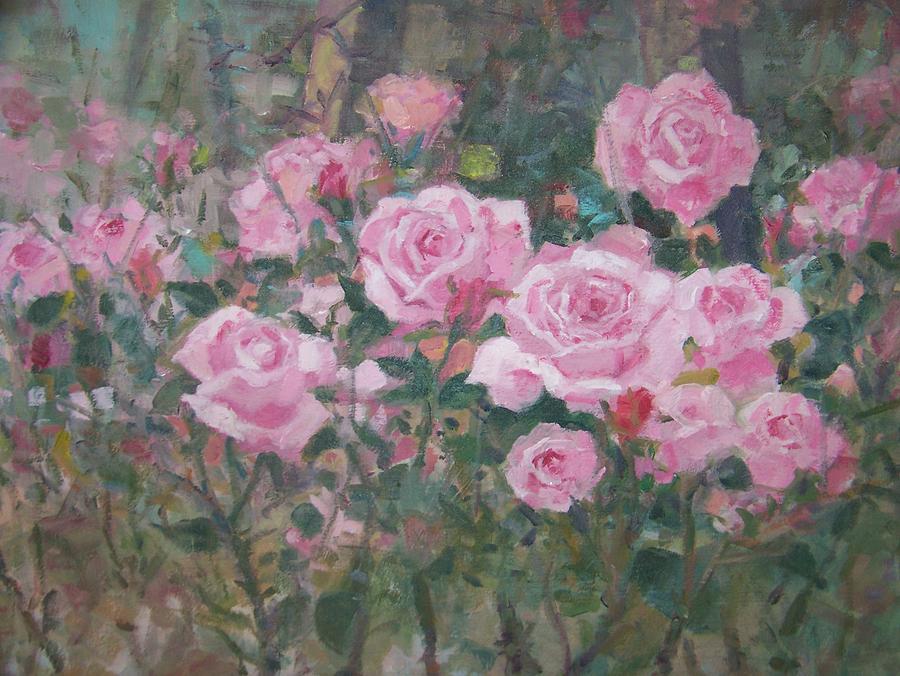 Garden roses Painting by Bart DeCeglie