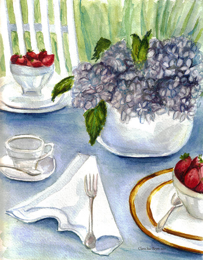 Garden Tea Party Painting by Clara Sue Beym