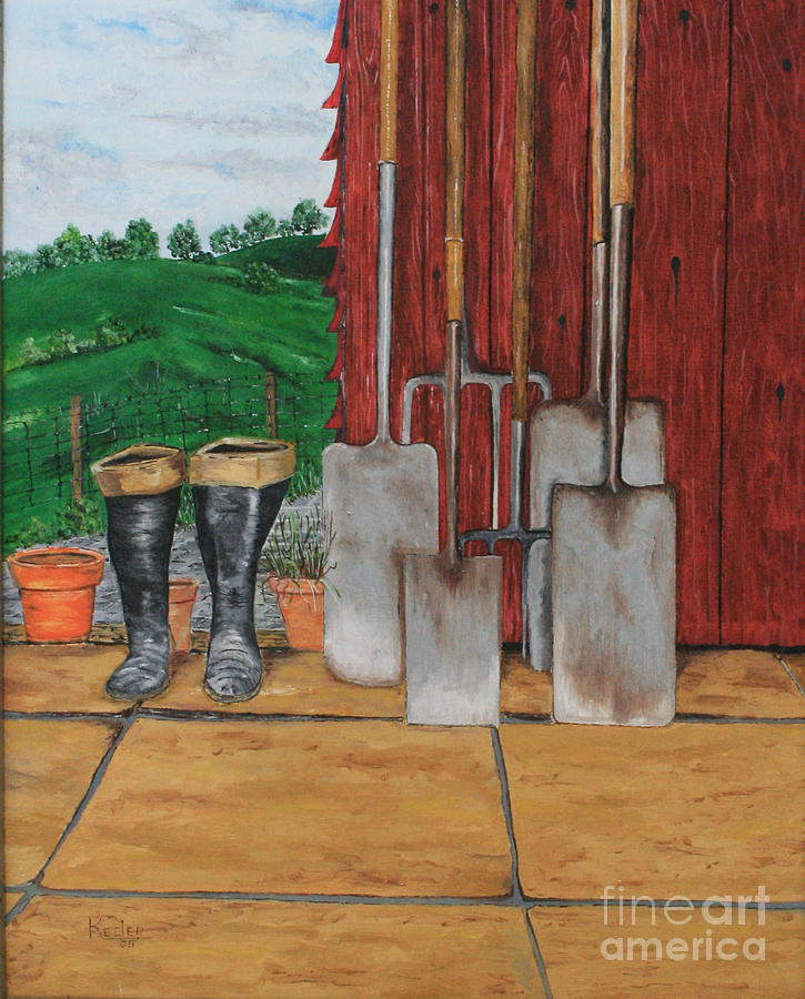 Boot Painting - Garden Tools by Christopher Keeler Doolin