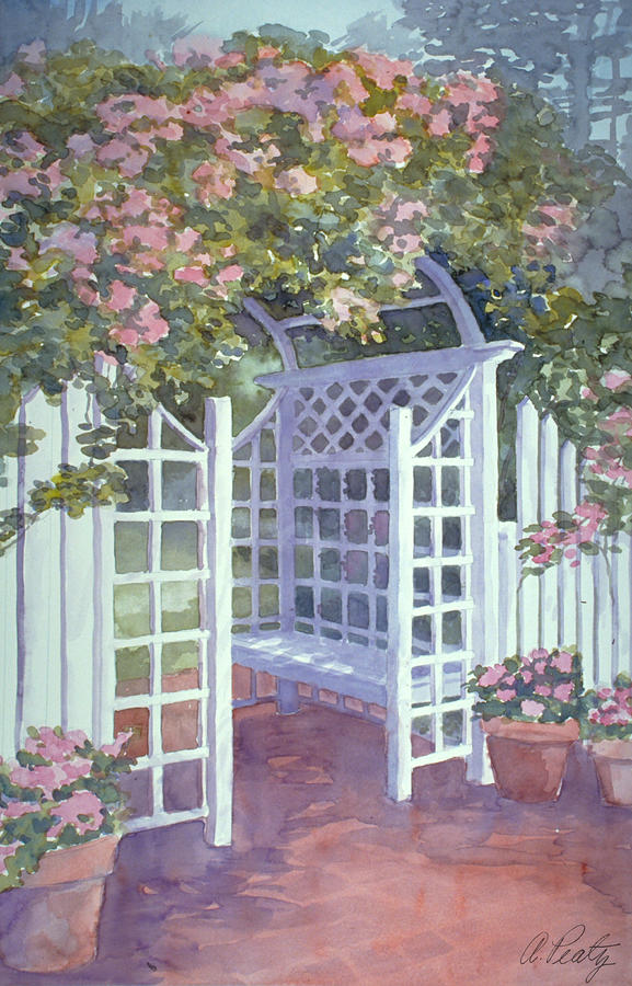 Garden Trellis Painting by Audrey Peaty
