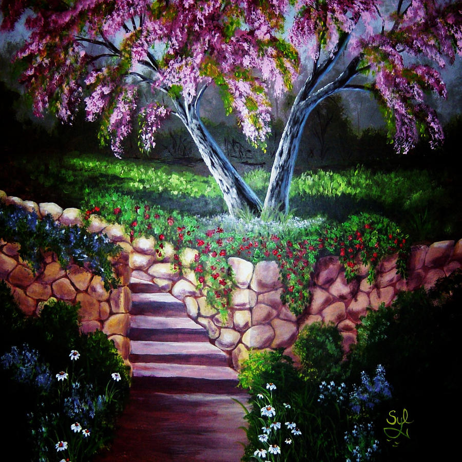 Garden Wall Painting by Sylvia Marks