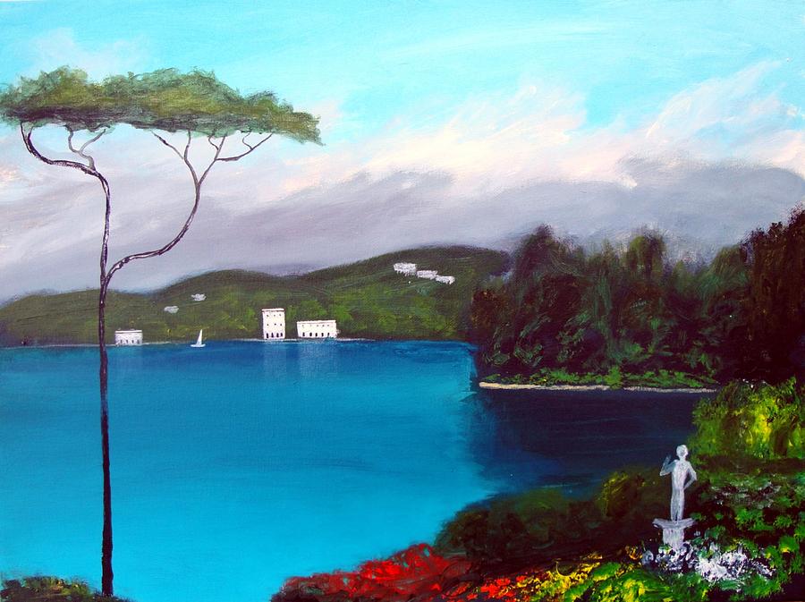 Gardens Of Lake Como Painting by Larry Cirigliano